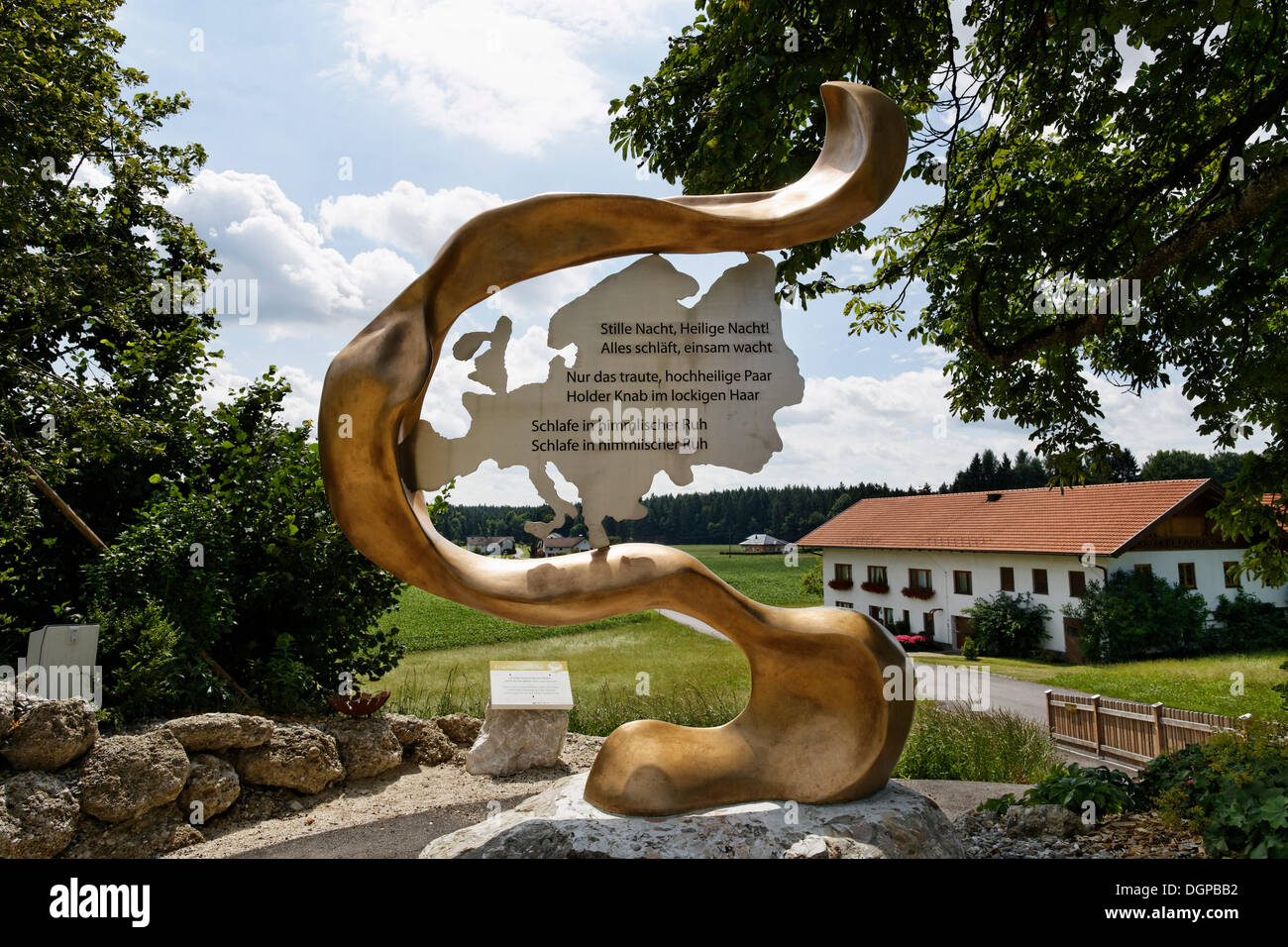 Skulptur von Martin Floerl, Station Europe bei der Franz-Xaver-Gruber Denkmal Weg, Hochburg-Ach, Innviertel region Stockfoto