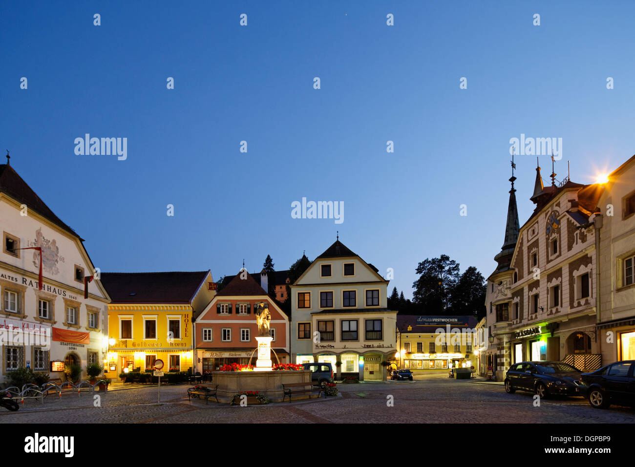 Stadtplatz in Grein, Region Mühlviertel, Oberösterreich, Österreich, Europa, PublicGround Stockfoto