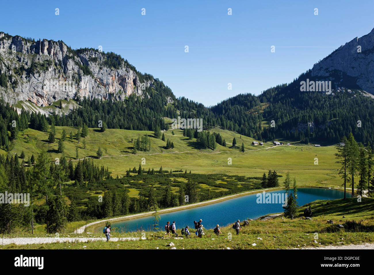 Reservoir auf der Wurzeralm Alp, Spital am Pyhrn, Pyhrn-Priel, Traunviertel Region, Oberösterreich, Österreich, Europa Stockfoto