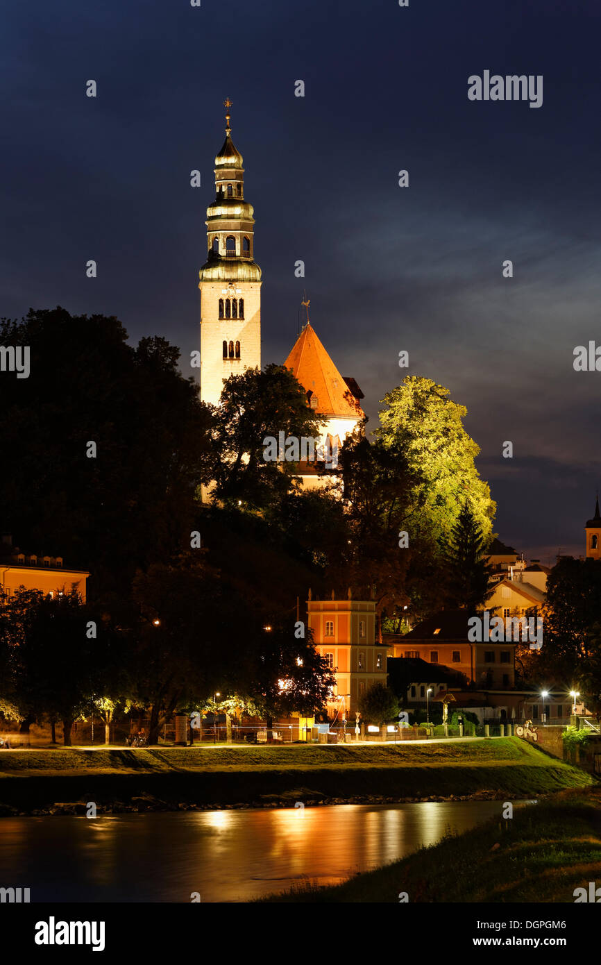 Augustinerkirche in Mülln, Fluss Salzach, Salzburg, Österreich, Europa, PublicGround Stockfoto