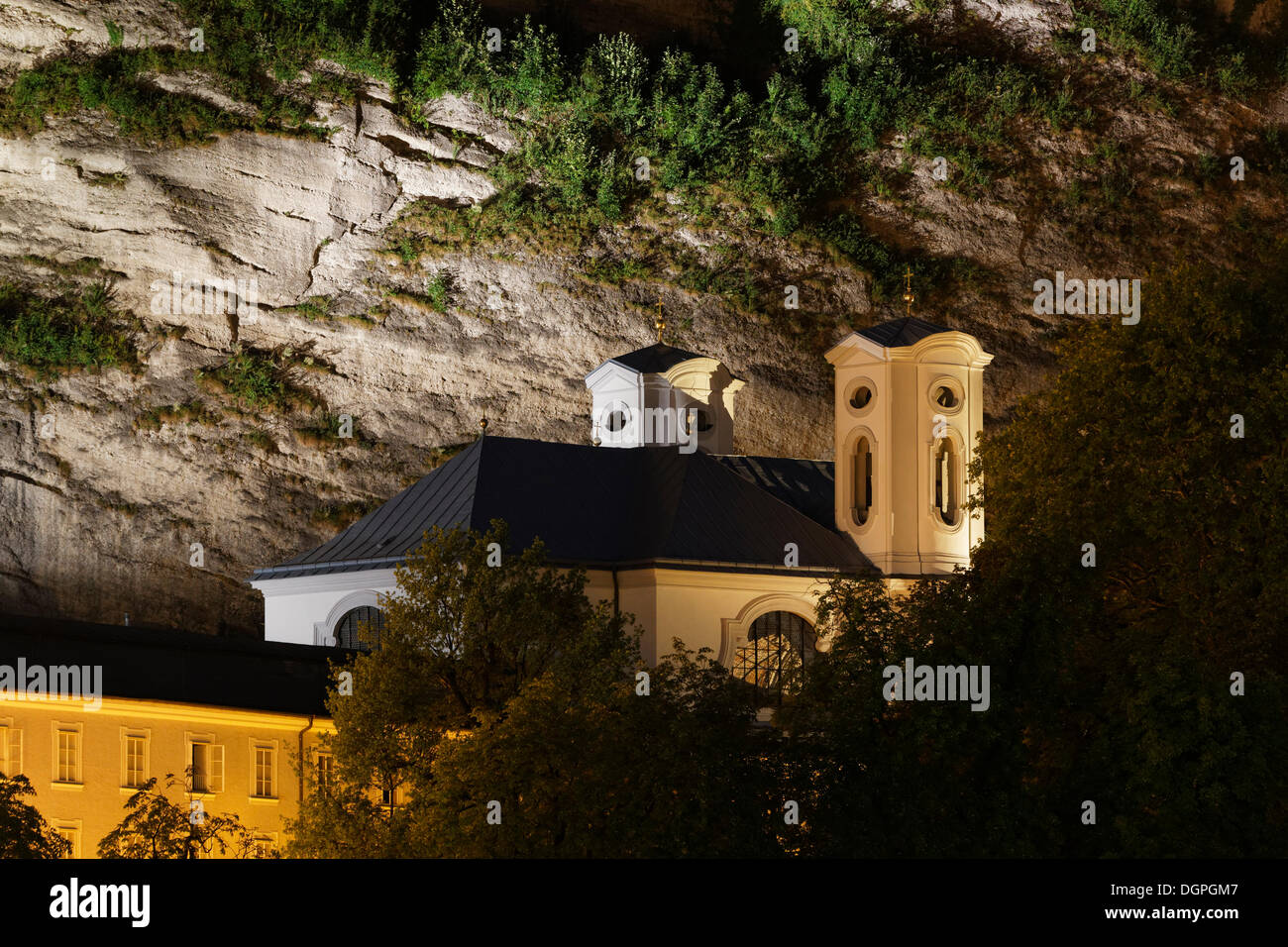 Markuskirche, St. Markus Kirche unter Mönchsberg, Altstadt, Salzburg, Österreich, Europa, PublicGround Stockfoto