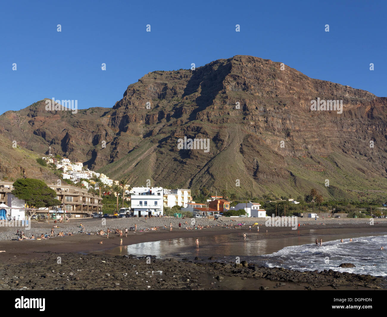 Strand in La Playa, La Calera an der Rückseite, La Playa Und La Calera, Valle Gran Rey, La Gomera, Kanarische Inseln, Spanien Stockfoto