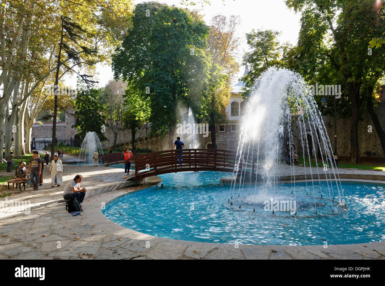 Brunnen im Gülhane-Park, Gülhane Park, Sarayburnu, Istanbul, europäische Seite, Provinz Istanbul, Türkei, europäische Seite Stockfoto