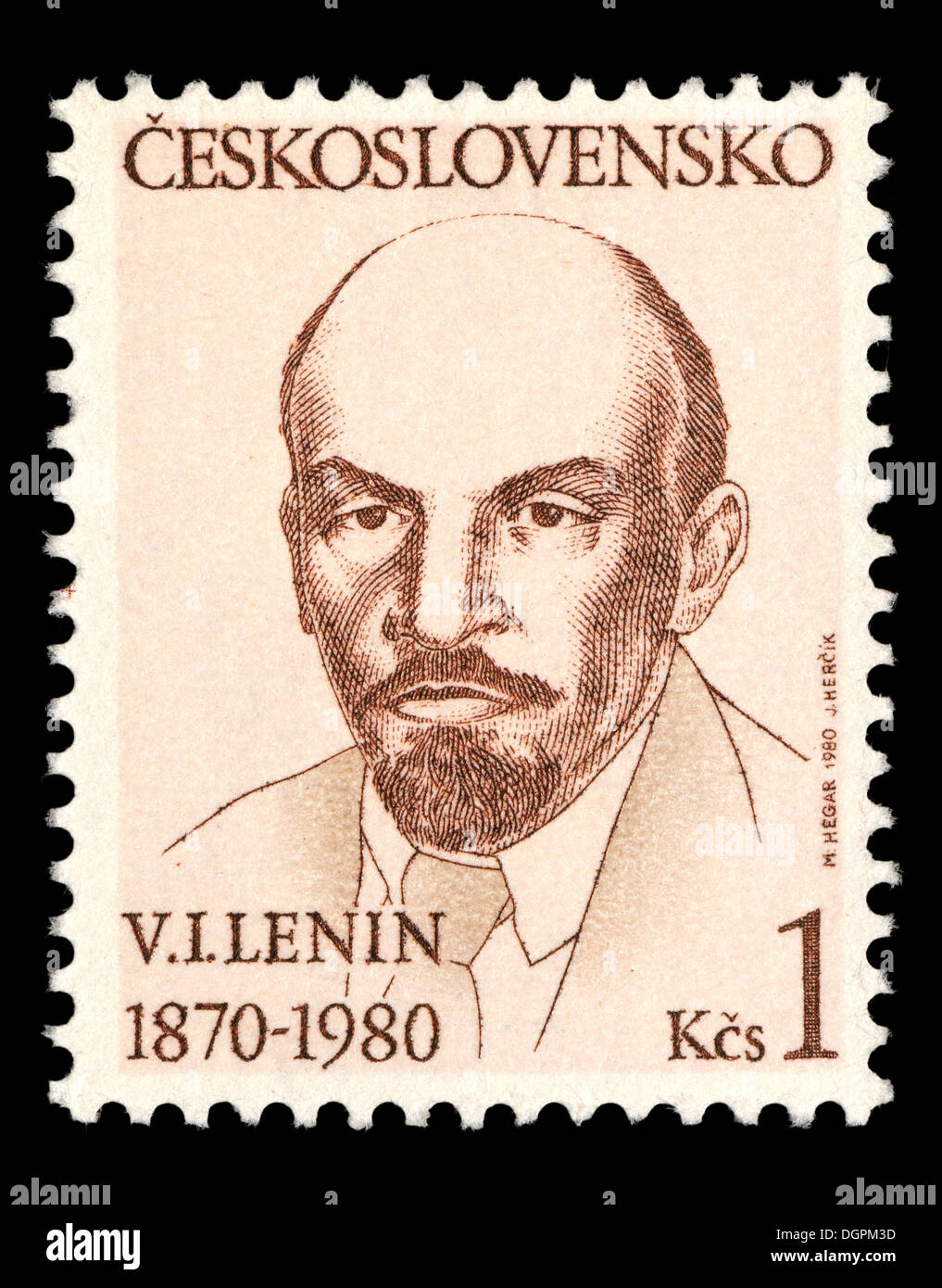 Briefmarke aus der Tschechoslowakei - Vladimir Ilyich Lenin (1870-1924) Stockfoto