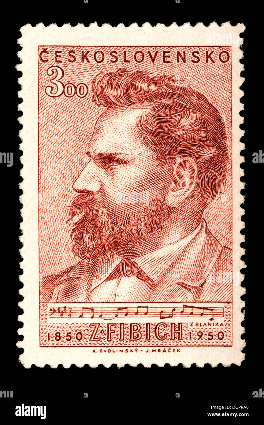 Briefmarke aus der Tschechoslowakei - Zdeněk Fibich (1850-1900) Tschechische Komponist Stockfoto