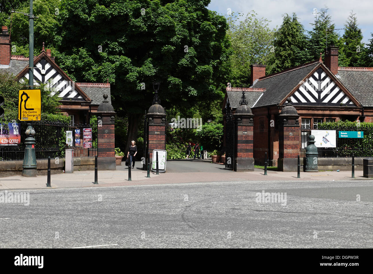 Glasgow Botanic Gardens, Eingang zum öffentlichen Park am Queen Margaret Drive im West End, Glasgow, Schottland, Großbritannien Stockfoto