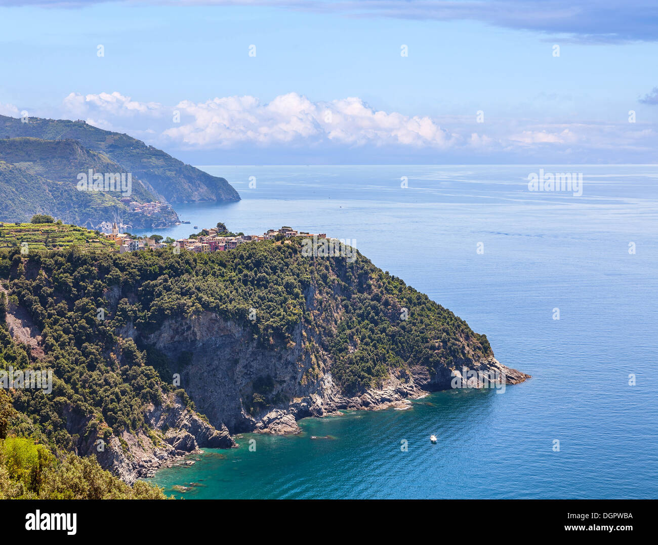 Panorama der Küste der Cinque Terre in Italien. Stockfoto