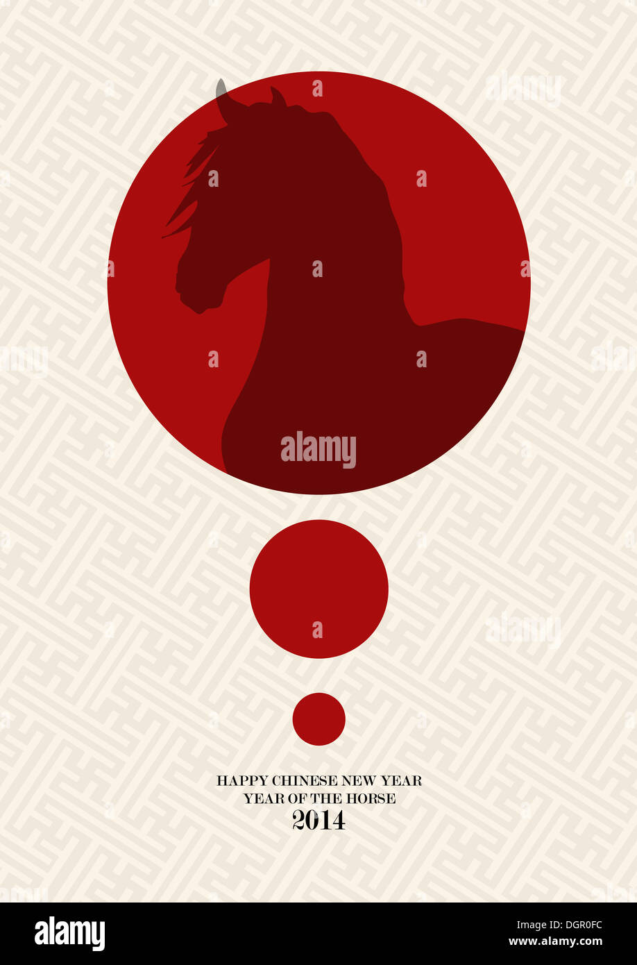 Rote Kreise Zusammensetzung: Chinesisches Neujahr 2014 des Pferdes. EPS10 Vektor-Datei mit Transparenz. Stockfoto