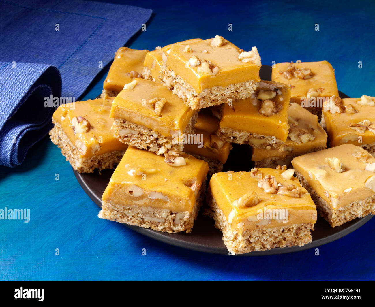 Kürbis-Butterscotch bars Stockfoto