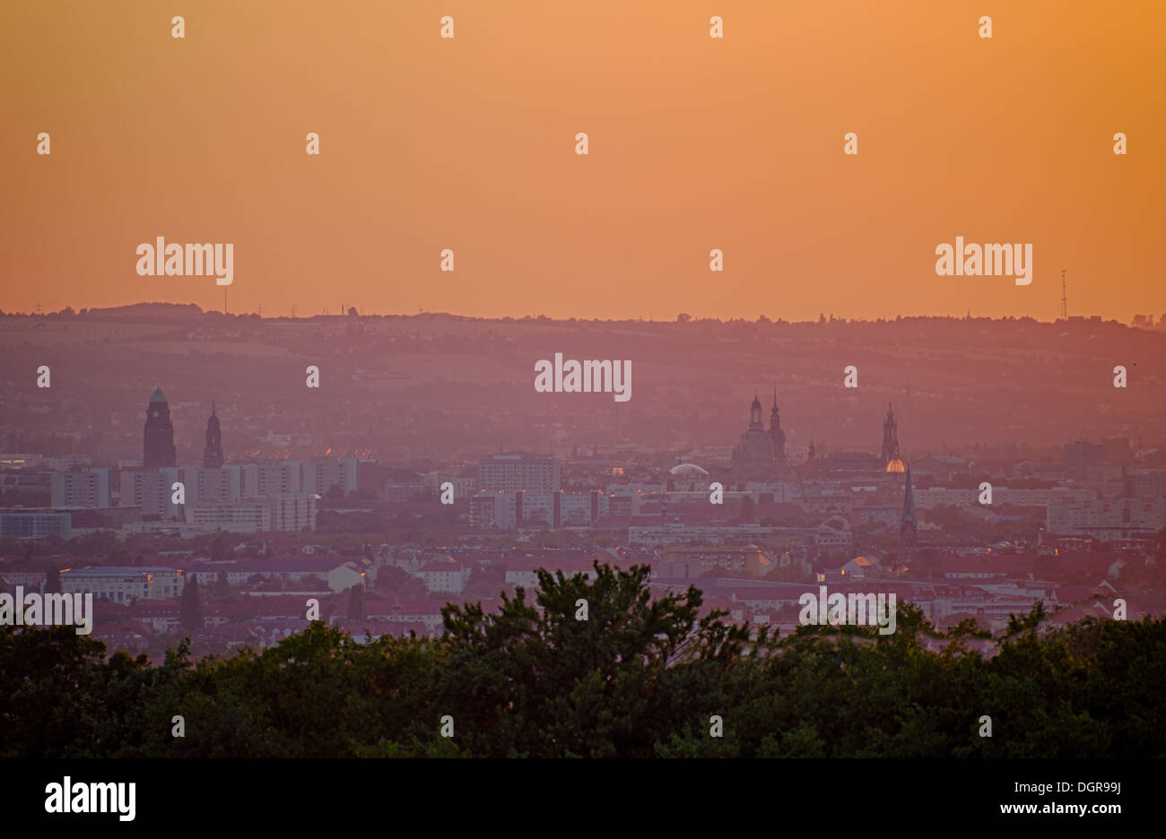 Sonnenuntergang über Dresden Stockfoto