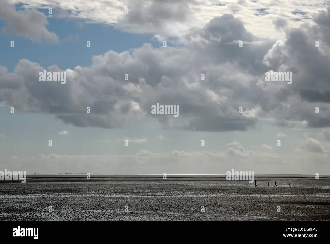 Wandern auf das Watt im Süden der nordfriesischen Insel Pellworm, Nordfriesland, Schleswig- Holstein Stockfoto