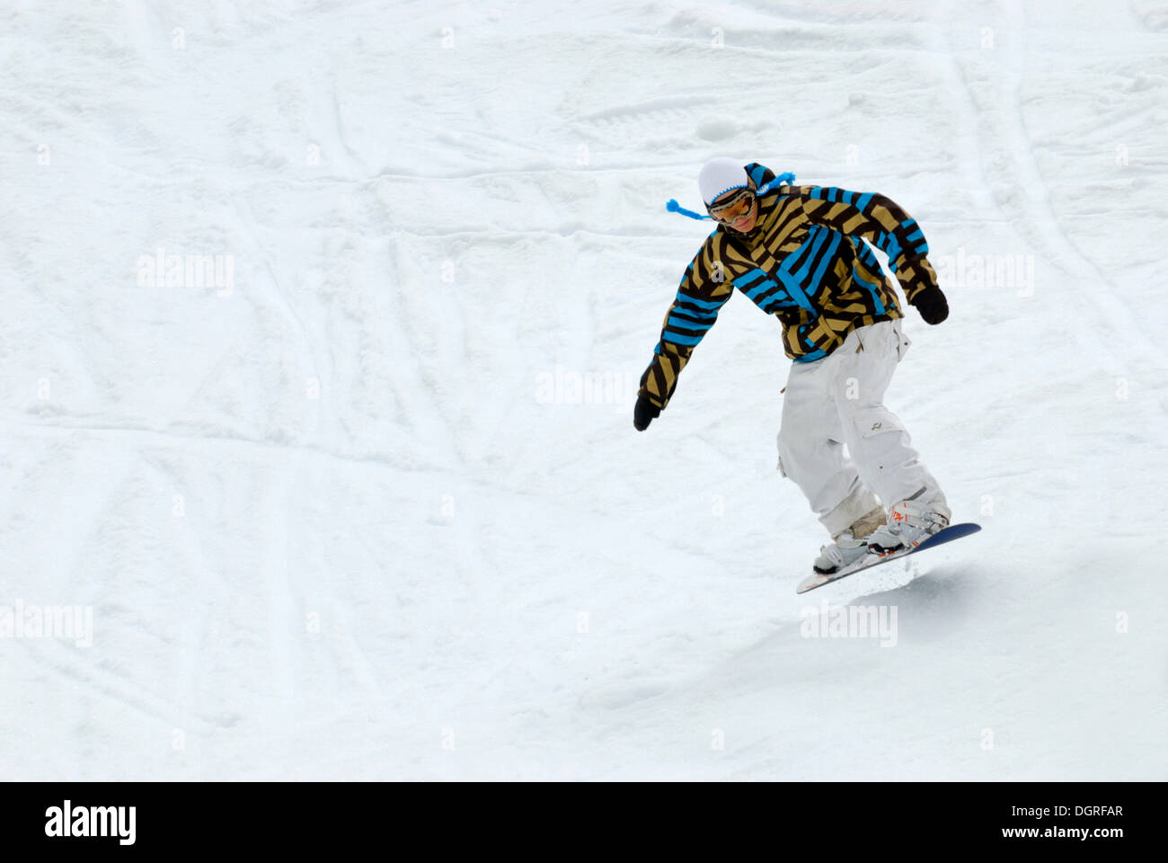 Snowboarder in Aktion, folgefonn summer Ski Center als, folgefonna, Norwegen, Europa Stockfoto