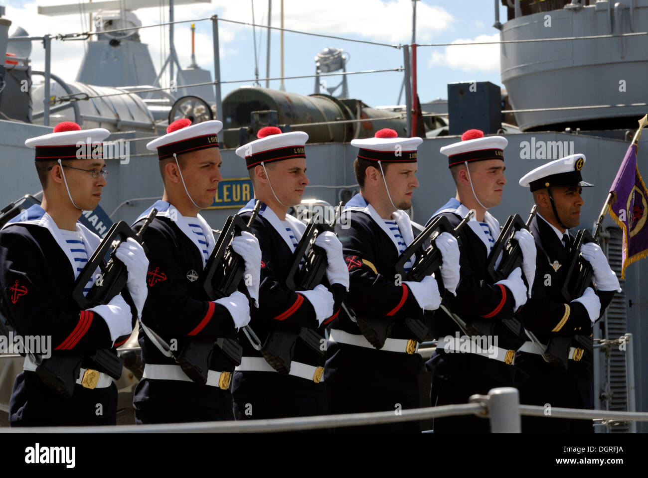 Französische Segler für Namentliche angezeigt, Open Ship während der Kieler Woche 2008, Tirpitz Hafen, Kiel, schleswig-holstein Stockfoto