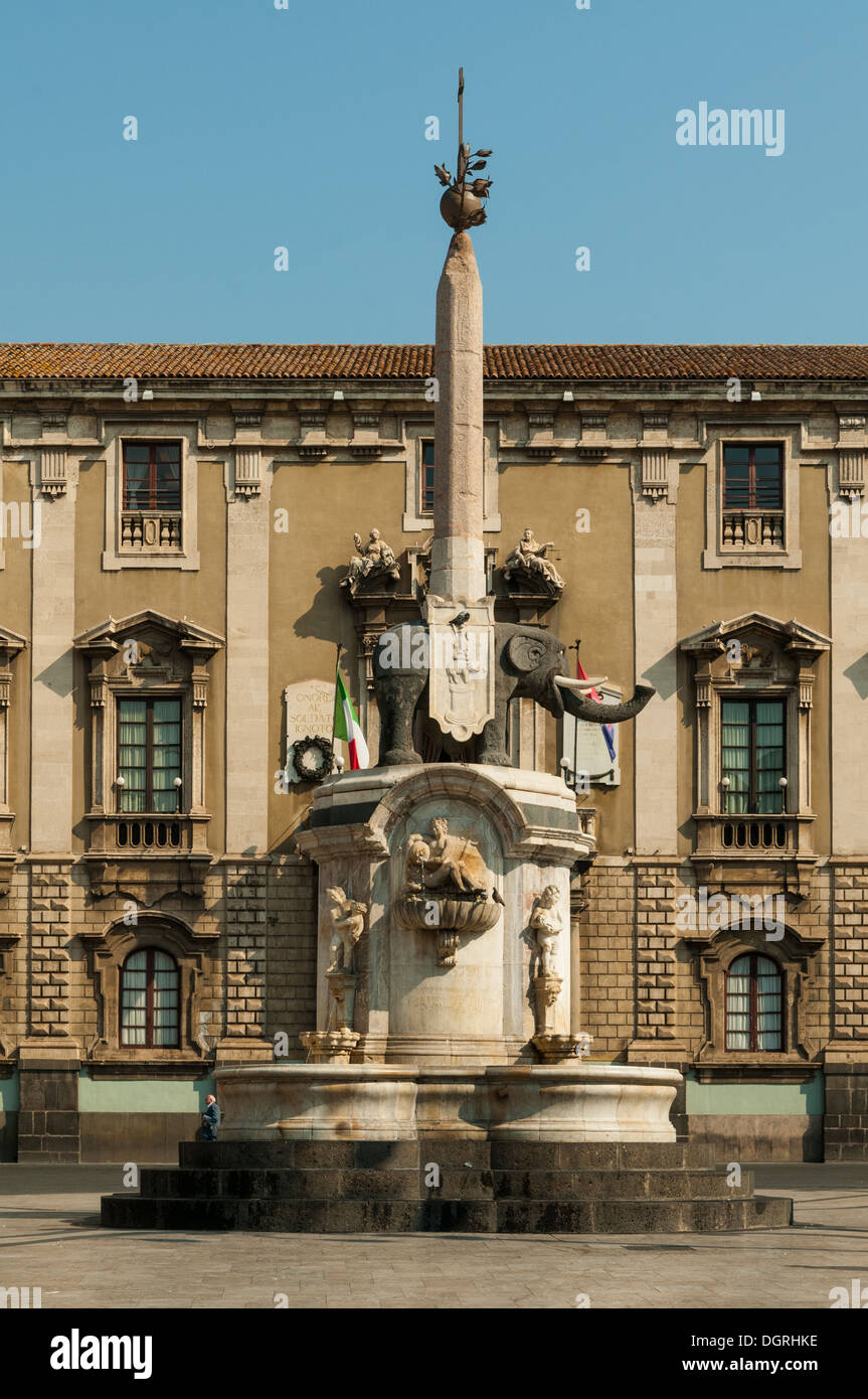 Der Elephant Obelisk, Catania, Sizilien, Italien Stockfoto