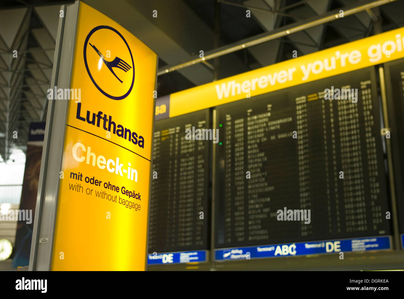 Check-in Flughafen Frankfurt, Frankfurt am Main, Hessen Stockfoto