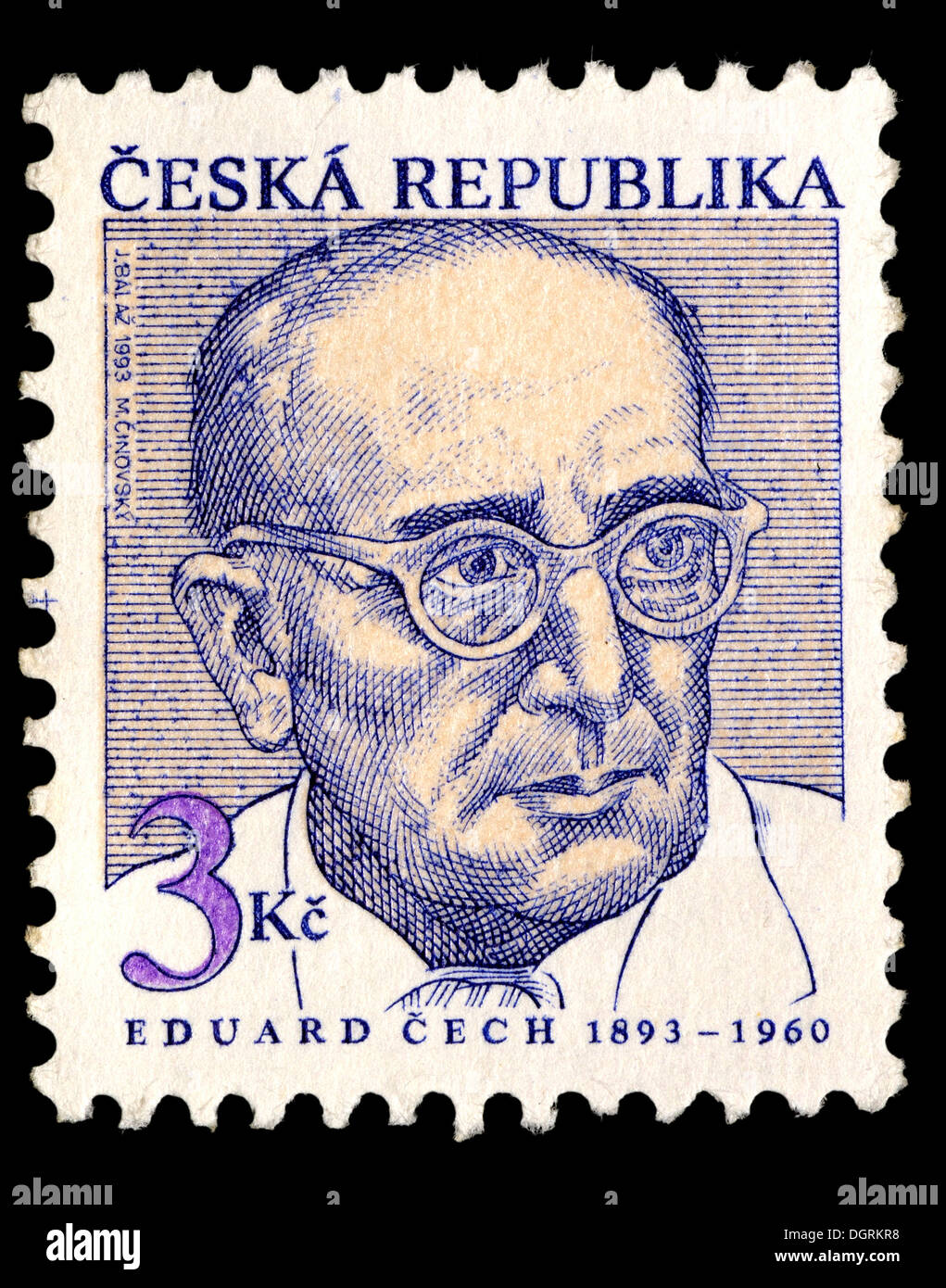Briefmarke aus der Tschechischen Republik - Tschechische Mathematiker Eduard Cech (1893-1960) Stockfoto
