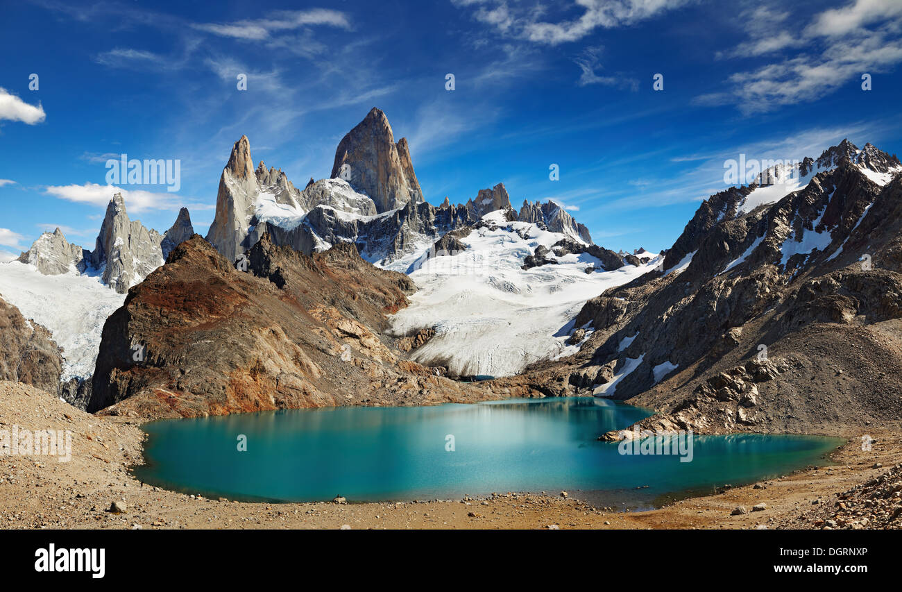 Laguna de Los Tres und Mount Fitz Roy, Nationalpark Los Glaciares, Patagonien, Argentinien Stockfoto