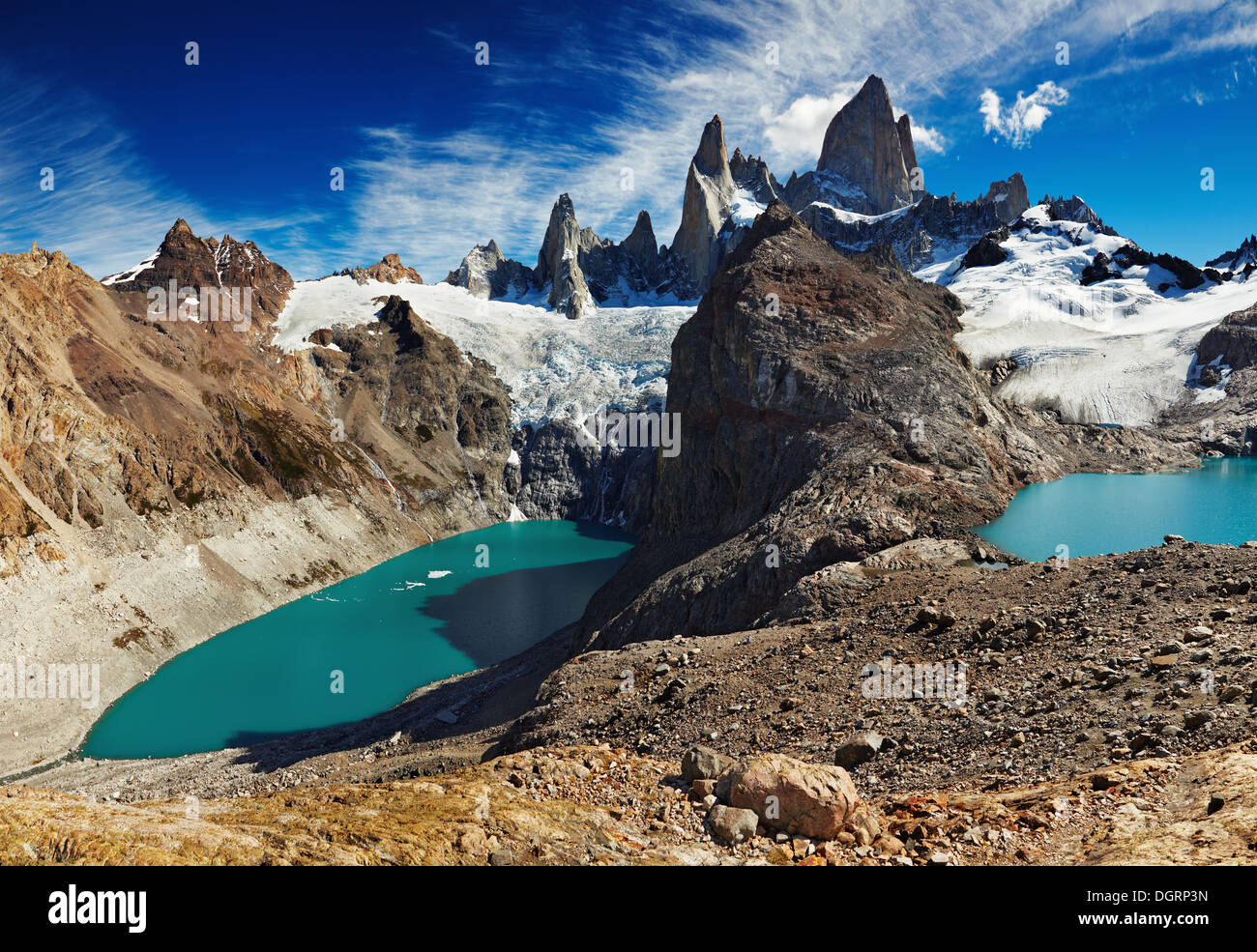 Laguna de Los Tres und Laguna Sucia, Patagonien, Argentinien Stockfoto