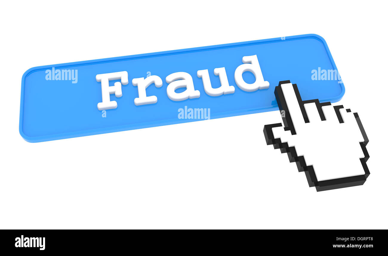 Schaltfläche "Betrug". Stockfoto
