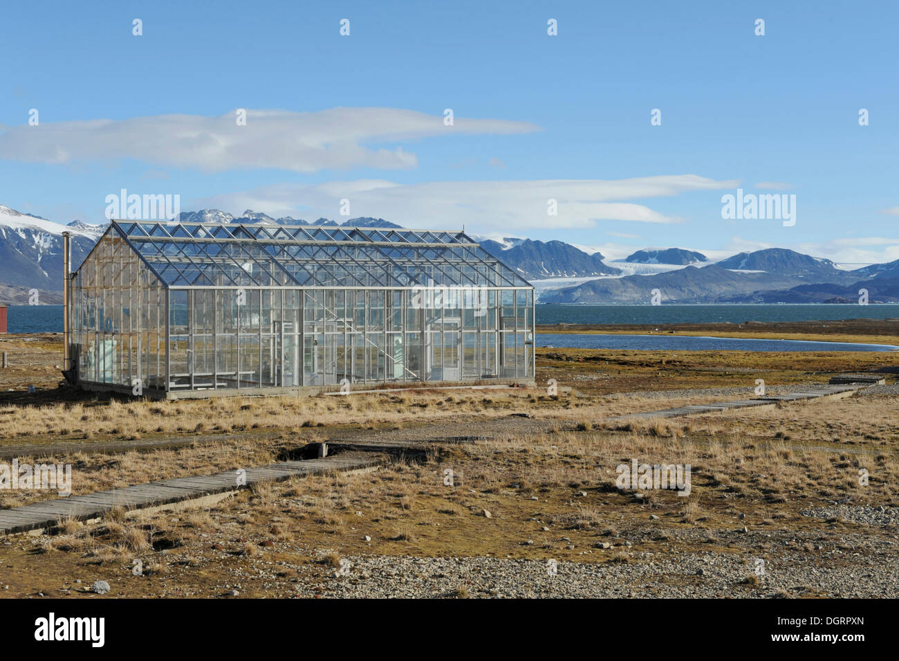 Messstation des Ny-Ålesund, Ny-Ålesund, Spitzbergen-Island, Spitzbergen, Svalbard und Jan Mayen, Norwegen Stockfoto