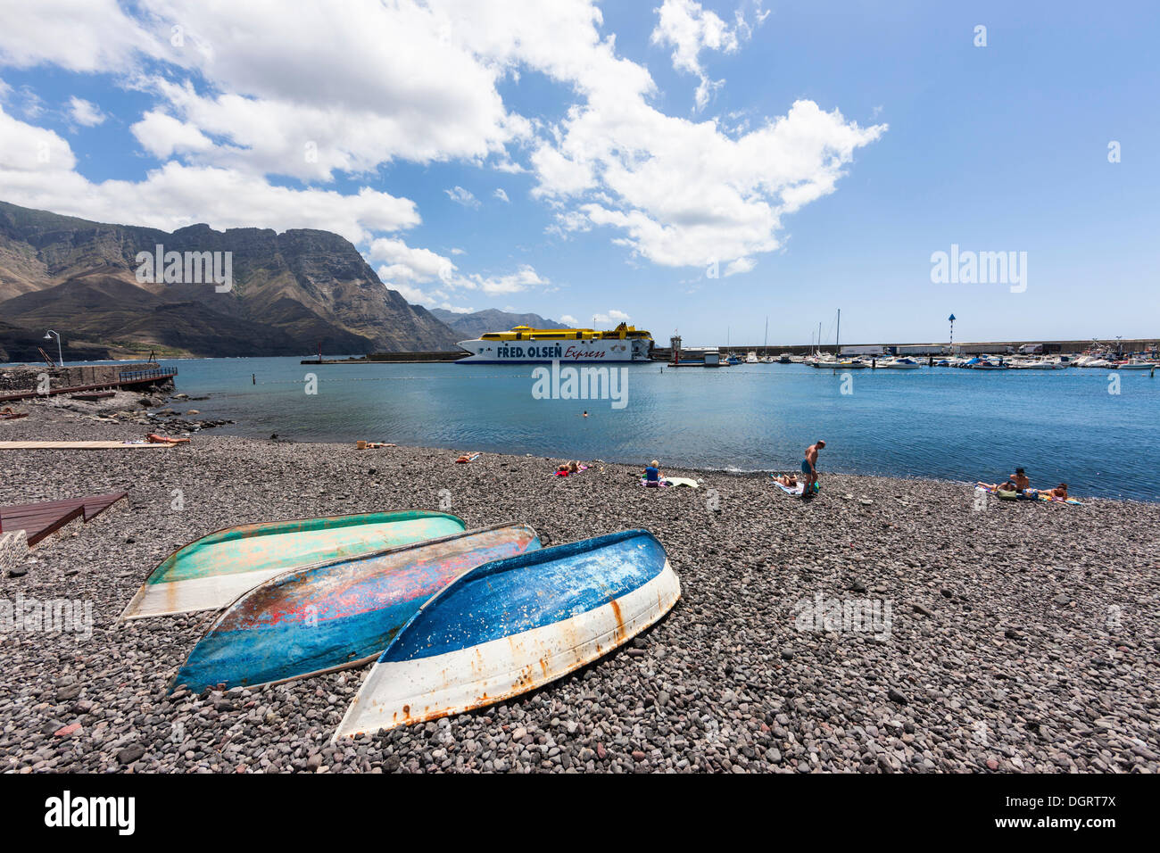 Fischerei Dorf Puerto De Las Nieves mit einem Fährhafen, El Palmeral, Agaete, Gran Canaria, Kanarische Inseln, Spanien, Europa Stockfoto
