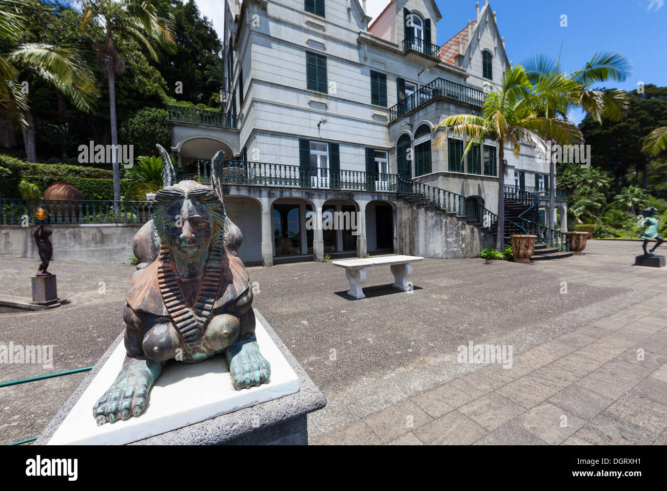 SphinxSkulptur vor dem Palast, Jardim Botânico da Madeira oder den
