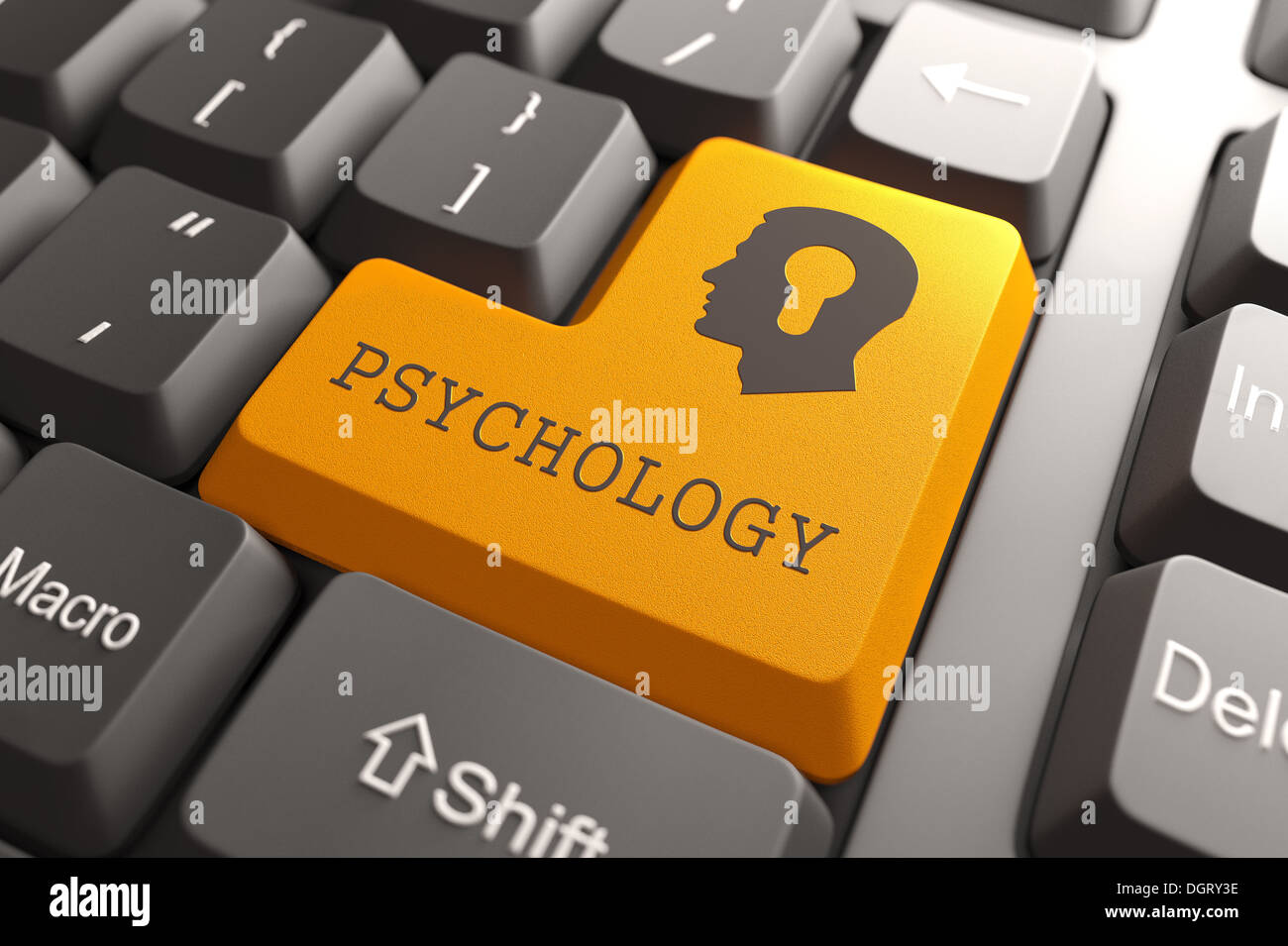 Tastatur mit Schaltfläche "Psychologie". Stockfoto