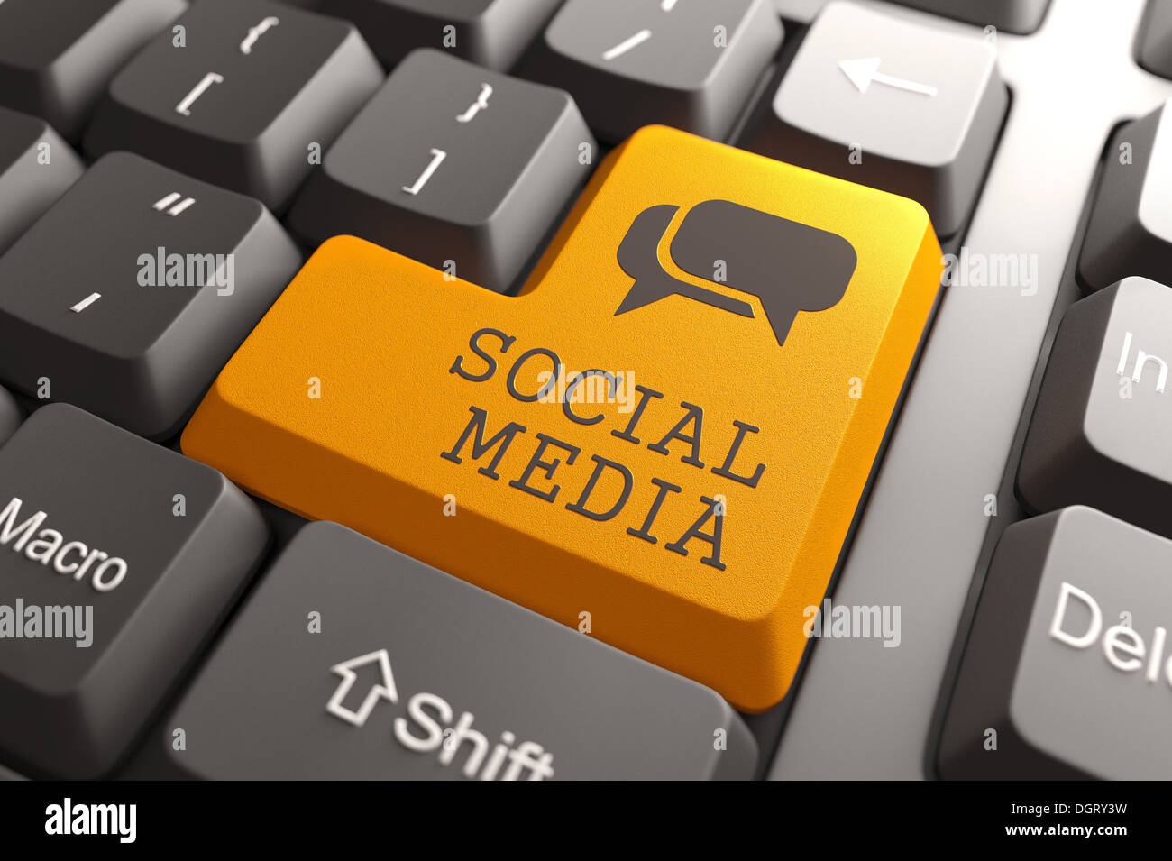 Tastatur mit Taste "soziale Medien". Stockfoto