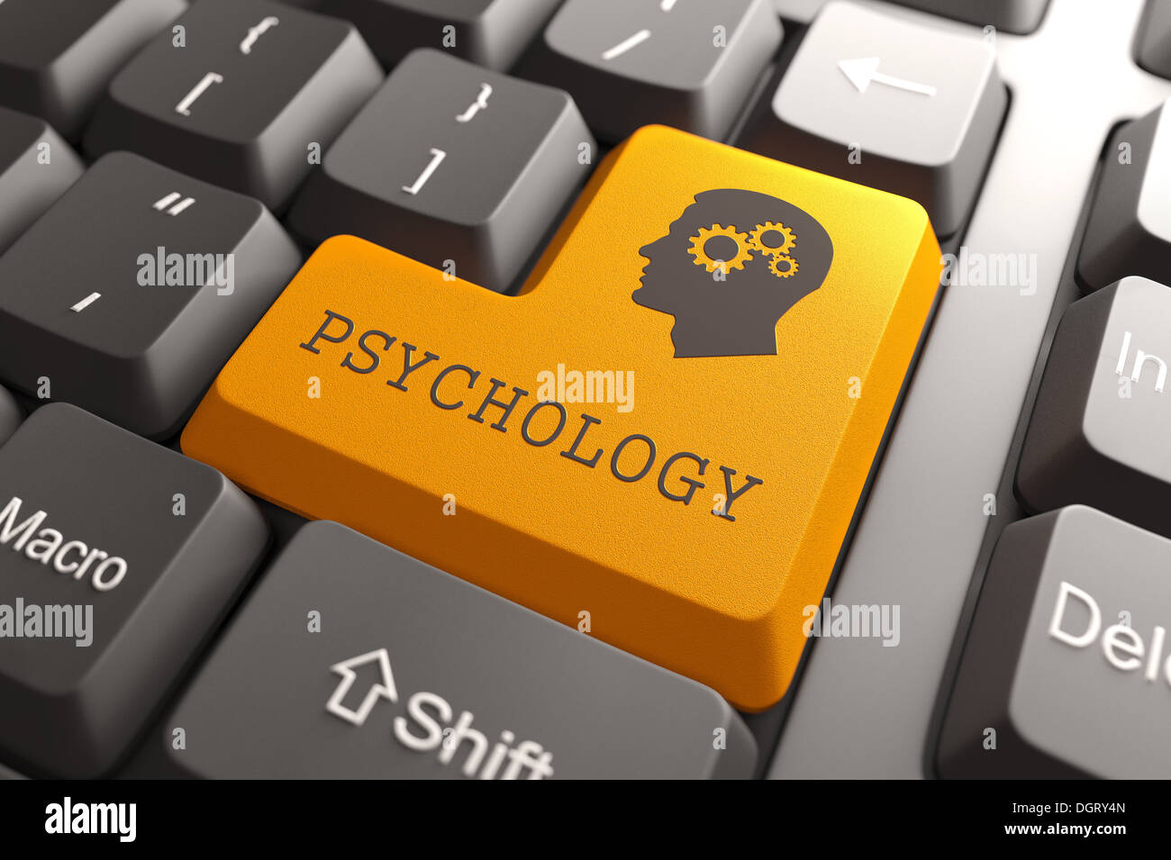 Tastatur mit Schaltfläche "Psychologie". Stockfoto