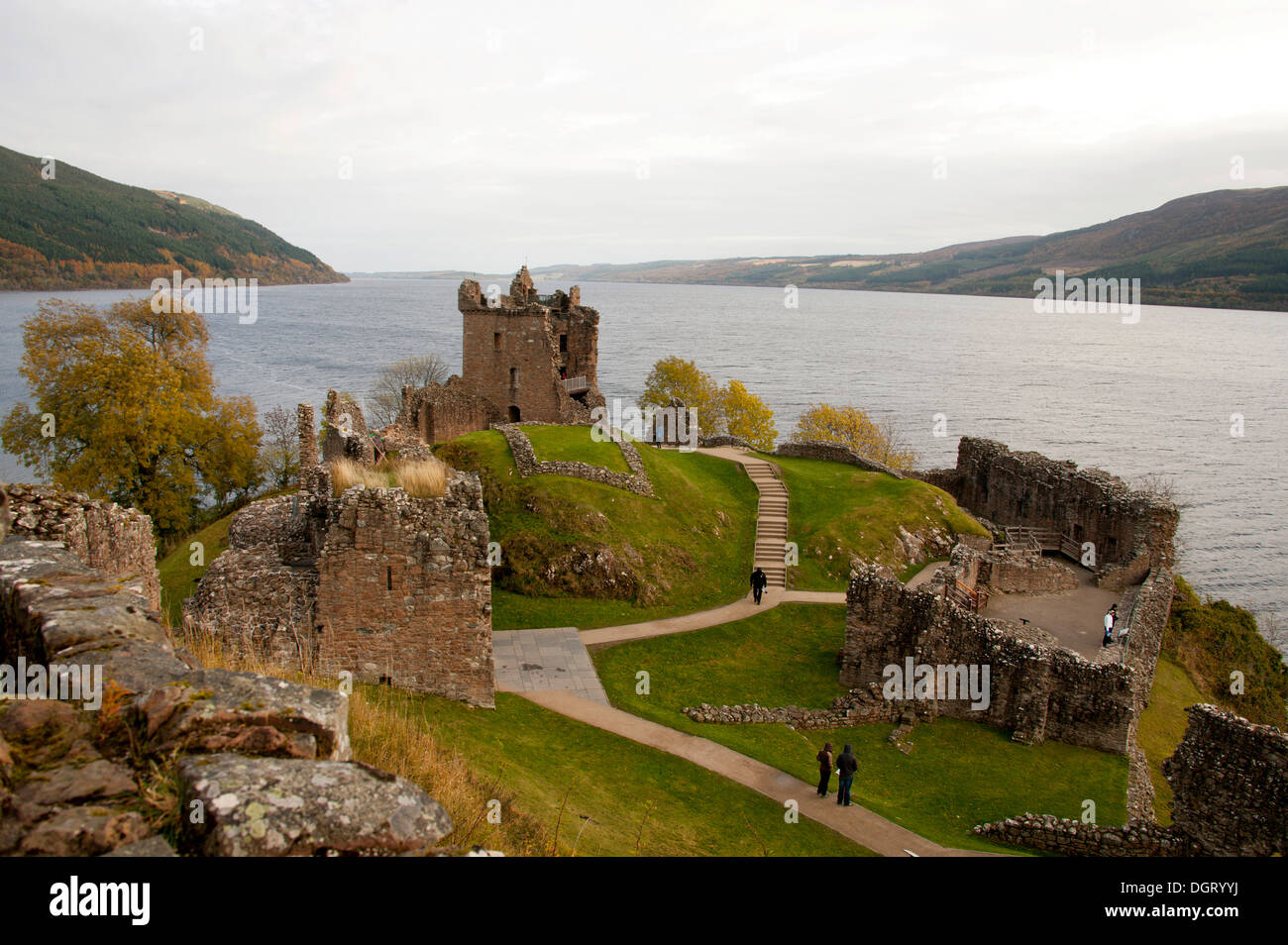Urquhart Castle, Loch Ness, Highlands, Schottland, Vereinigtes Königreich, Europa Stockfoto