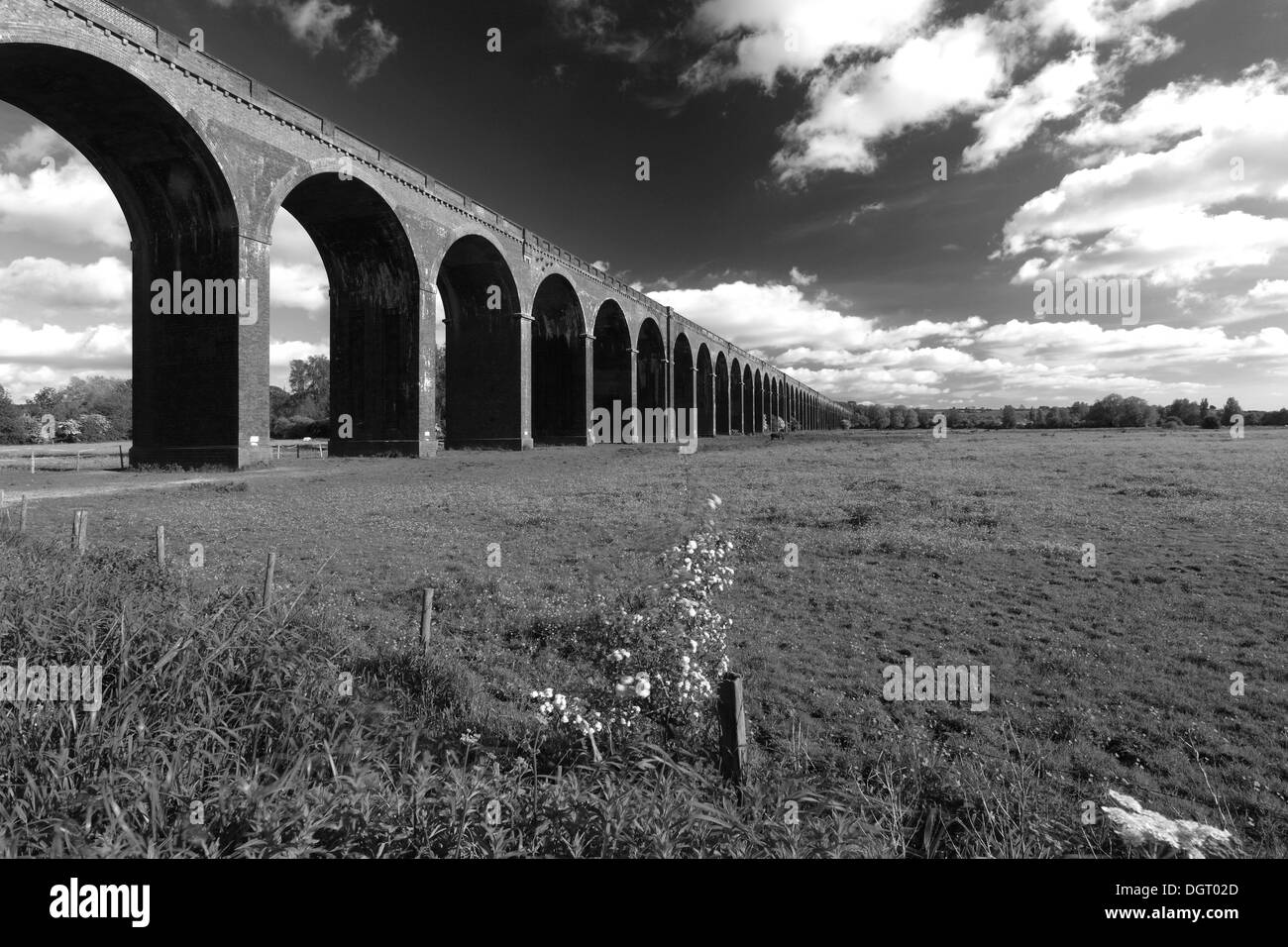 Sommer auf dem Harringworth Eisenbahnviadukt, Welland Flusstal, Harringworth Dorf, Northamptonshire, England; Großbritannien Stockfoto