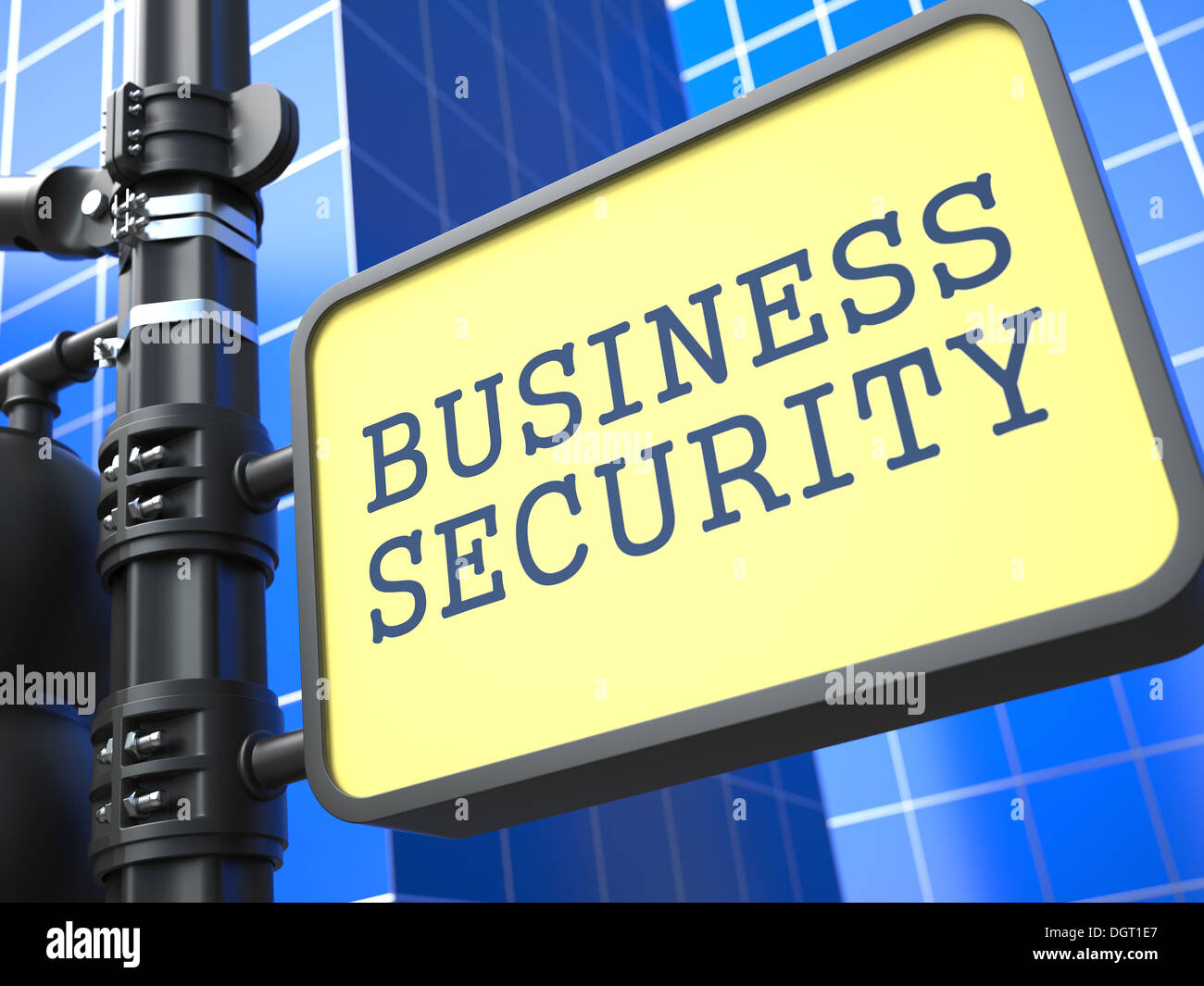 Security-Konzept. Wegweiser auf blauem Hintergrund. Stockfoto