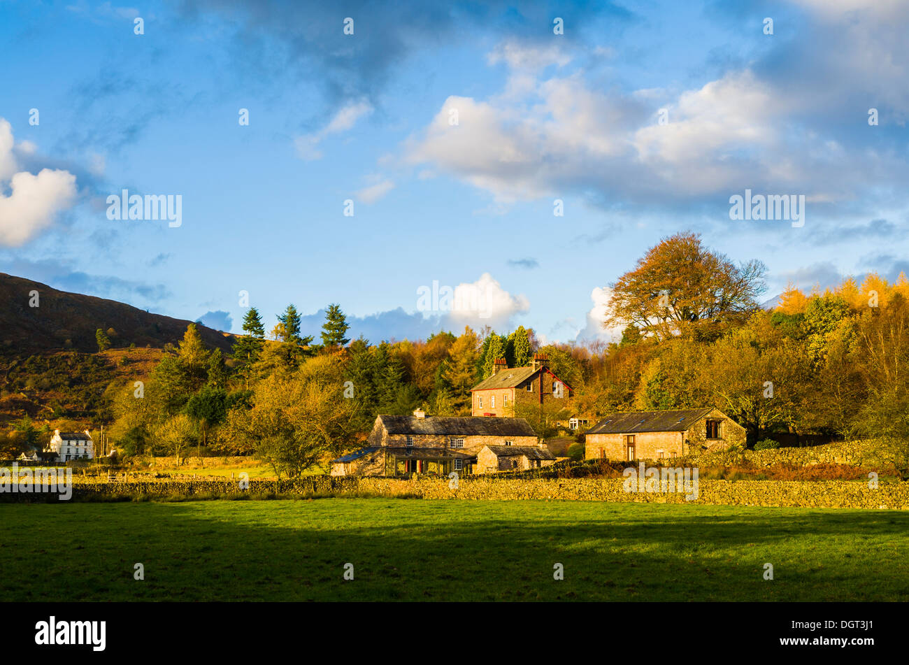 Hütten im Lake District National Park im Eskdale Tal am Boot, Cumbria, England. Stockfoto