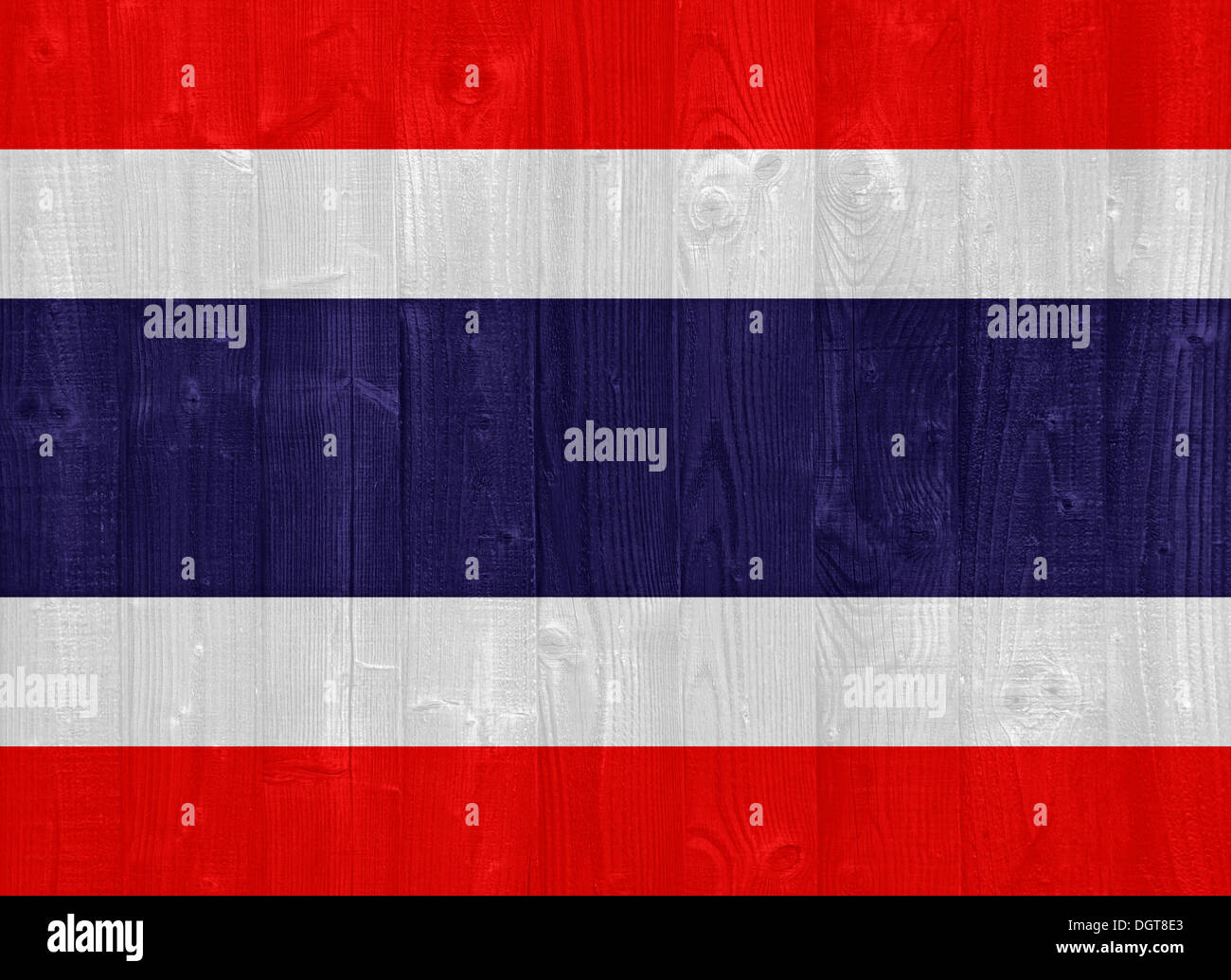 traumhafte Thailand Flagge gemalt auf einem Holzbrett Textur Stockfoto