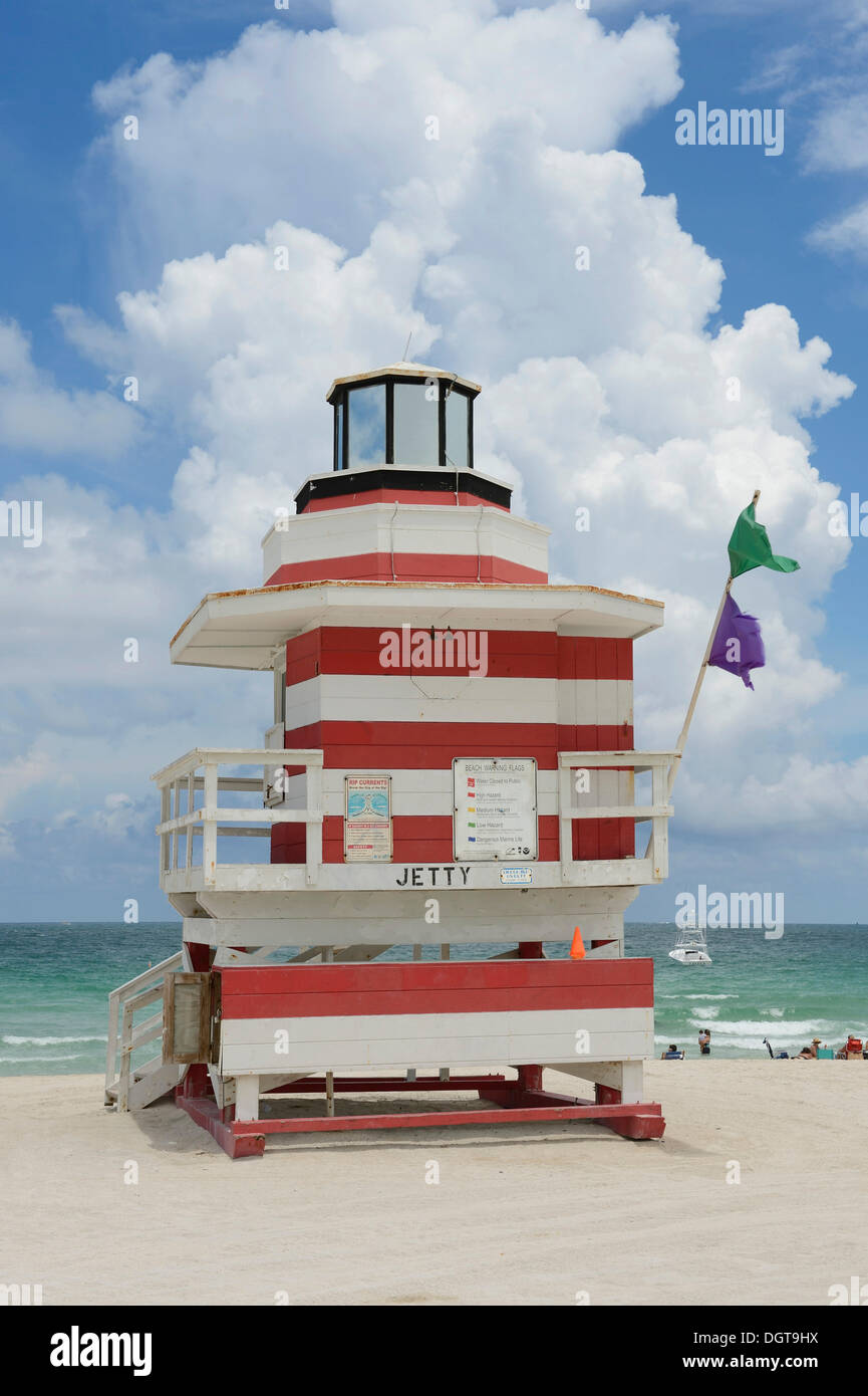Wachturm, dem Steg, Miami retten Turm, South Beach, Miami, Florida, USA Stockfoto