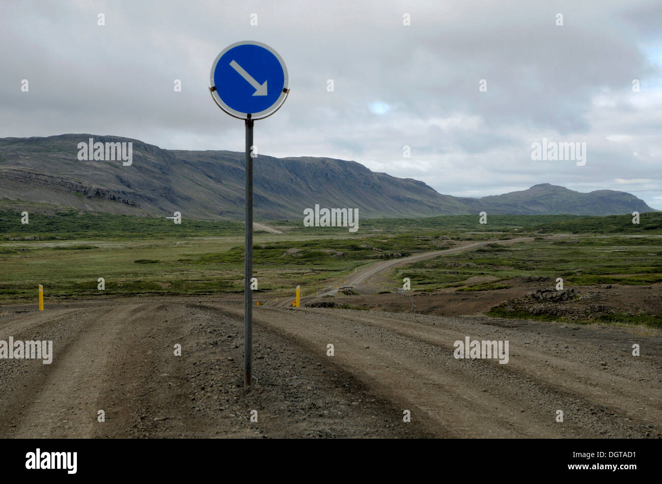 Verkehr-Zeichen, rechts halten, Island, Europa Stockfoto