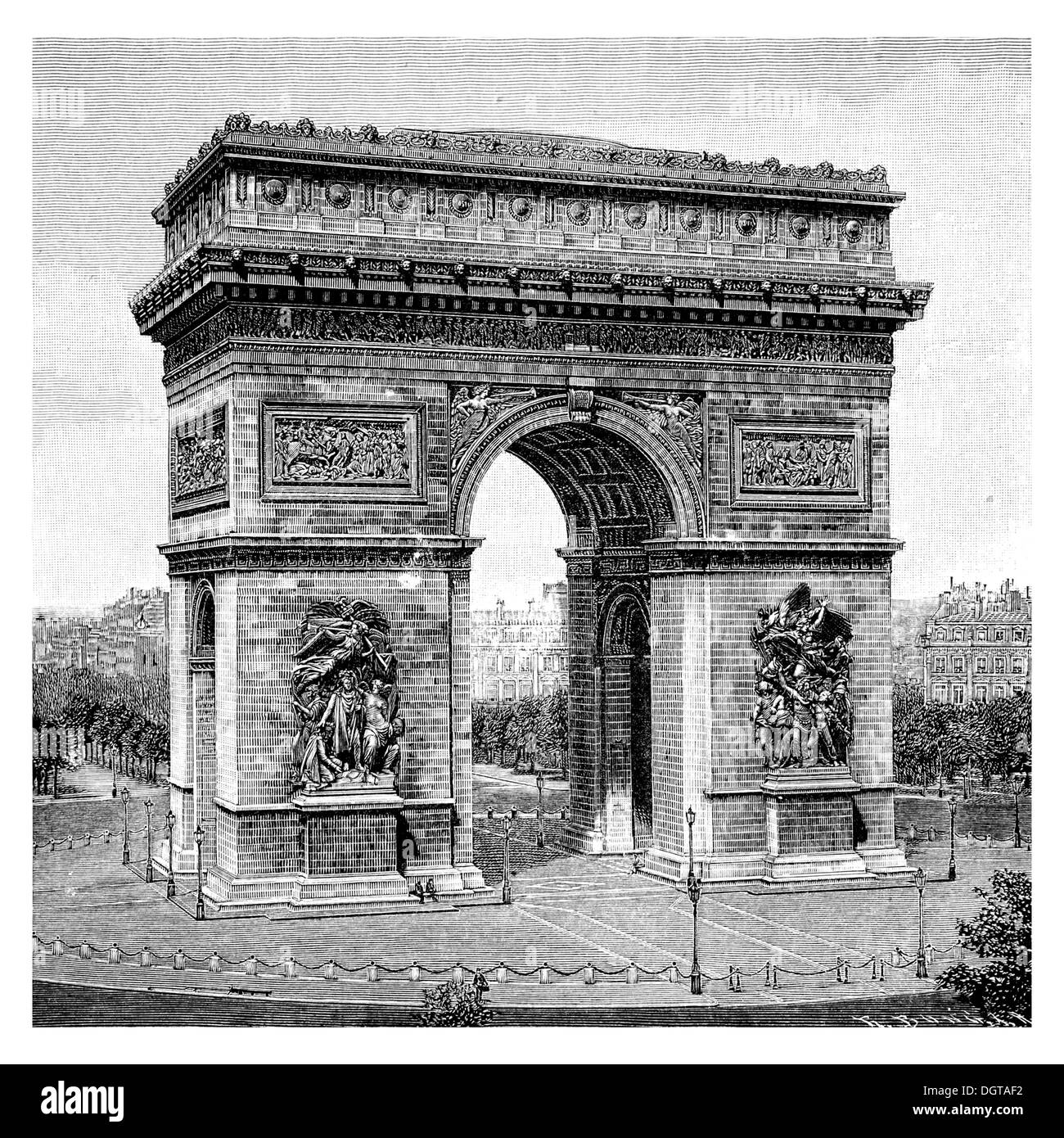 Der Arc de Triomphe oder großen Triumphbogen in Paris, historische Abbildung in die Deutsche Literaturgeschichte oder Deutsch Stockfoto