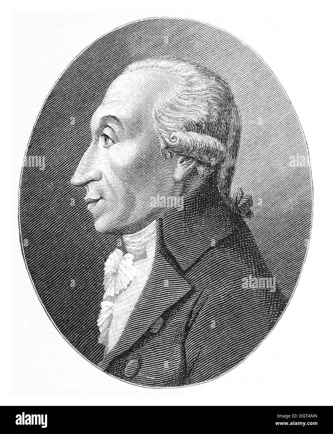 Theodor Gottlieb von Hippel, historische Abbildung in die Deutsche Literaturgeschichte oder deutsche Literatur aus dem Jahr 1885 Stockfoto