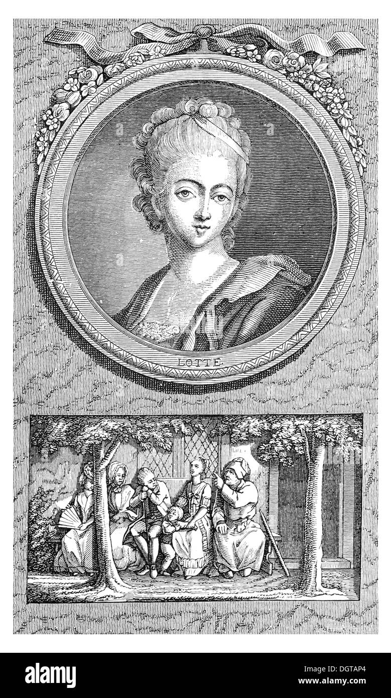 Werther Lotte, historische Abbildung in die Deutsche Literaturgeschichte oder deutsche Literatur aus dem Jahr 1885 Stockfoto