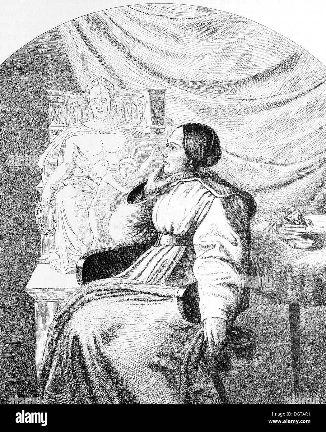 Bettina von Arnim, 1838, historische Illustration aus Deutsche Literaturgeschichte, eine Geschichte der deutschen Literatur aus dem Jahr 1885 Stockfoto