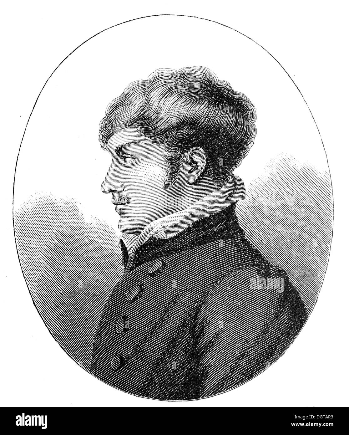 Ernst Schulze, historische Illustration aus Deutsche Literaturgeschichte, eine Geschichte der deutschen Literatur aus dem Jahr 1885 Stockfoto