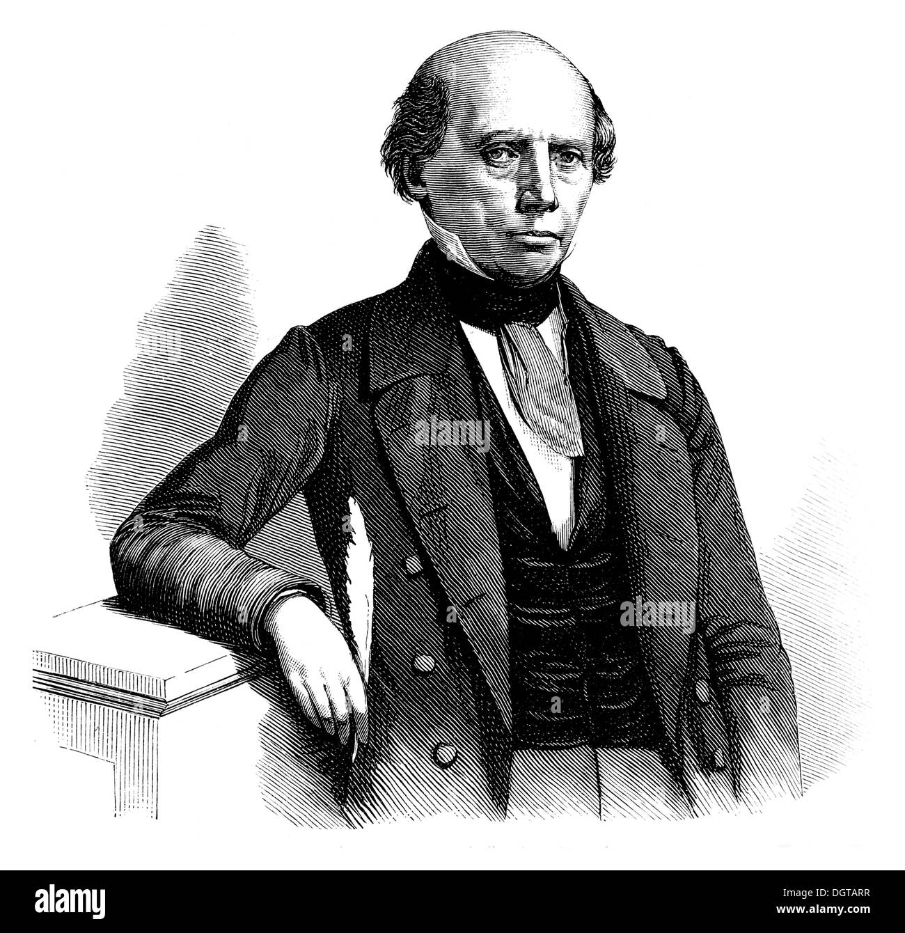 Ludwig Uhland im Jahr 1848. historische Illustration aus Deutsche Literaturgeschichte, eine Geschichte der deutschen Literatur aus dem Jahr 1885 Stockfoto
