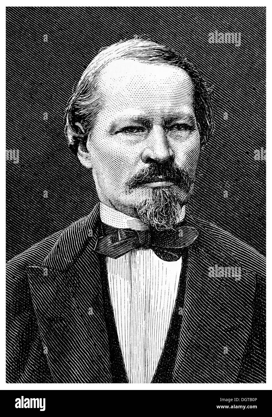 Gustav Freytag, historische Darstellung aus der Geschichte der deutschen Literatur aus dem Jahr 1885 Stockfoto