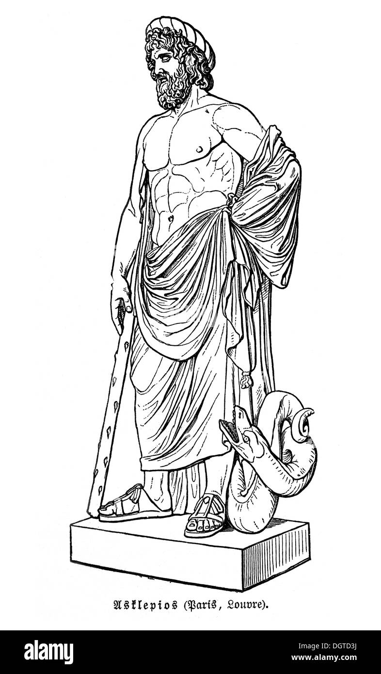 Skulptur, Asklepios, Illustration, Meyers Konversations-Lexikon Enzyklopädie, 1897 Stockfoto
