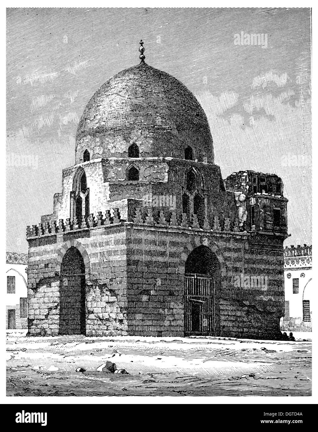 Moschee Ibn Tulun in Kairo, gegründet 885, Illustration, Meyers Konversations-Lexikon Enzyklopädie, 1897 Stockfoto