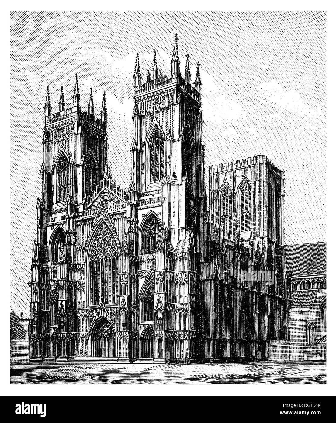 York Kathedrale, erbaut von 1291 bis 1410, Illustration, Meyers Konversations-Lexikon Enzyklopädie, 1897 Stockfoto