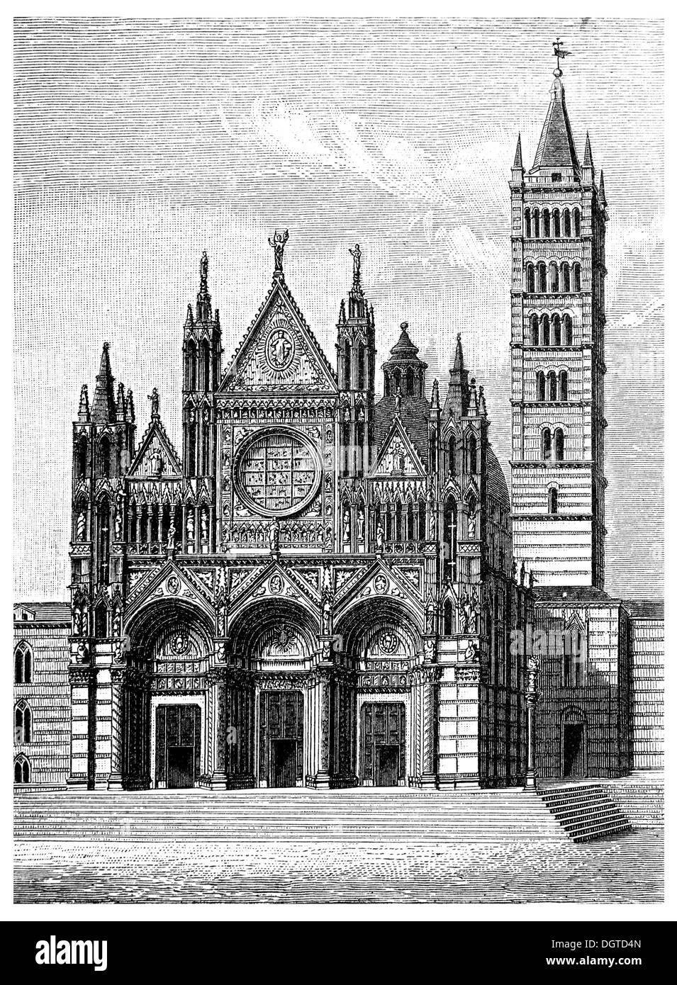 Dom von Siena, begonnen im Jahre 1250, Illustration, Meyers Konversations-Lexikon Enzyklopädie, 1897 Stockfoto