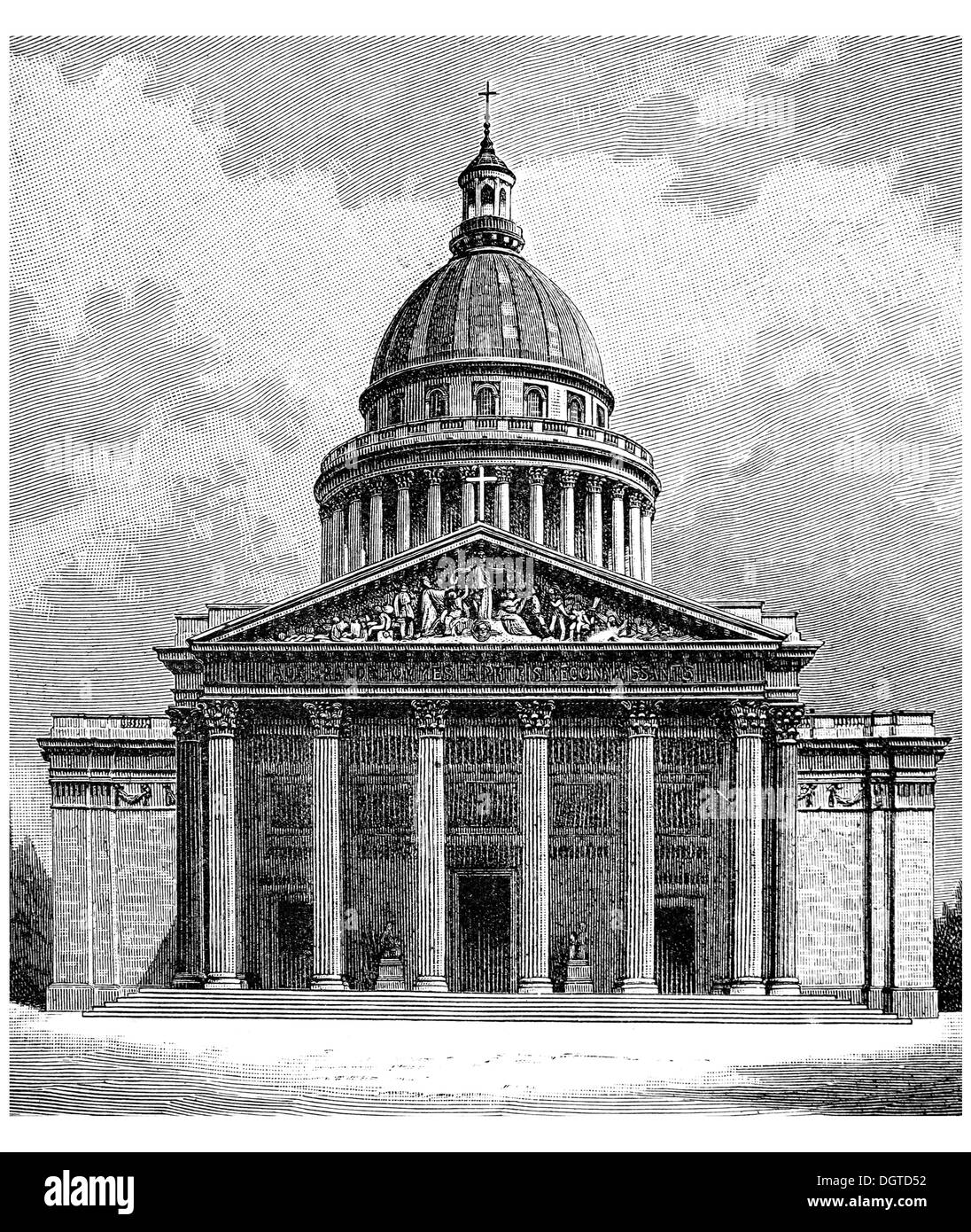Pantheon in Paris von Soufflot, begonnen im Jahre 1764, Illustration, Meyers Konversations-Lexikon Enzyklopädie, 1897 Stockfoto