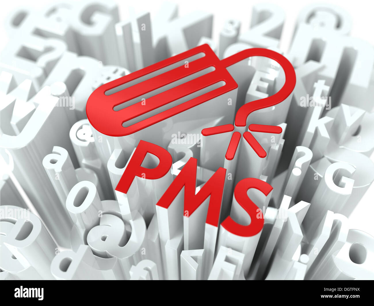 Roten PMS (Prämenstruelles Syndrom) Hintergrund. Stockfoto