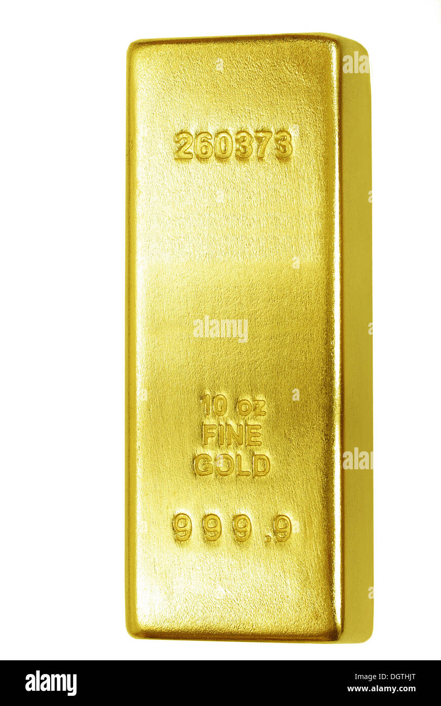 Goldbarren auf weißem Hintergrund Stockfoto